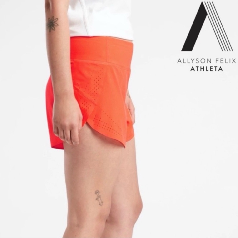Athleta Allyson Felix Legend Run With It Shorts Orange sz M